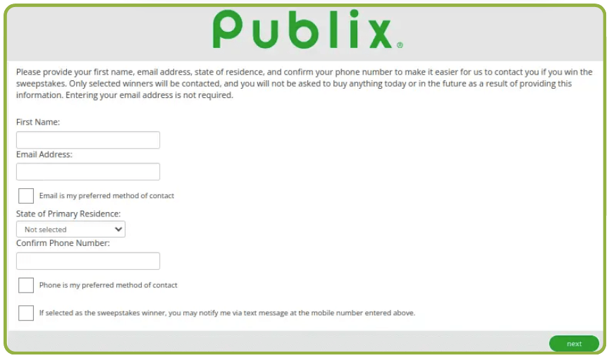Provide Contact Details for Publixsurvey